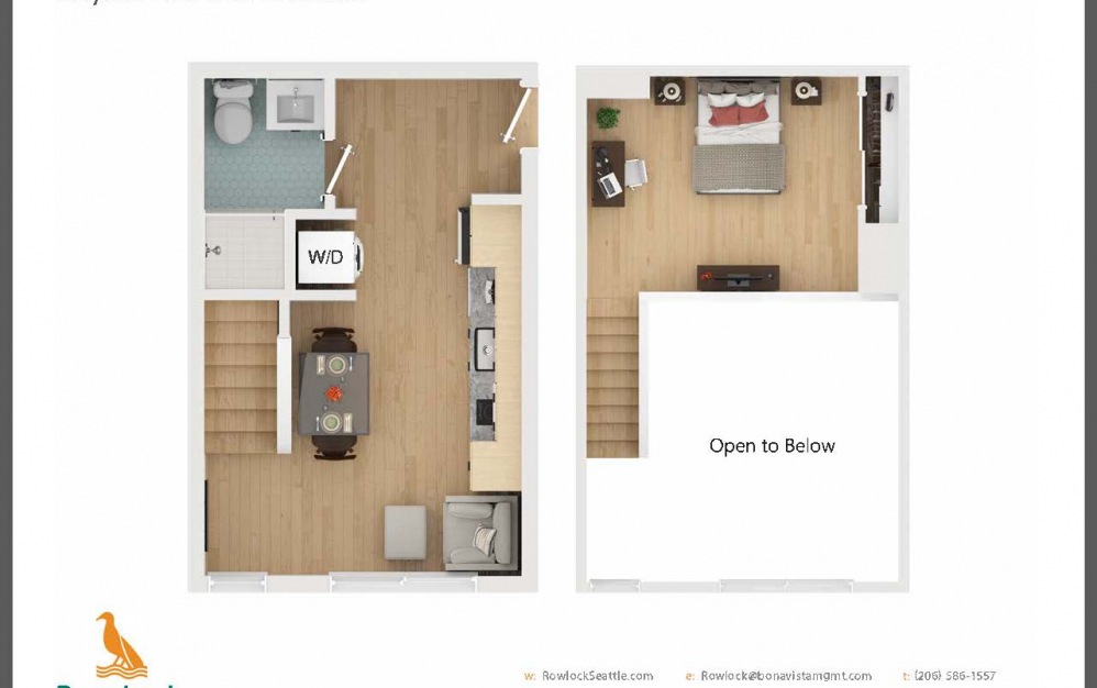 Dayton Loft One Bedroom - 1 bedroom floorplan layout with 1 bath and 294 square feet.