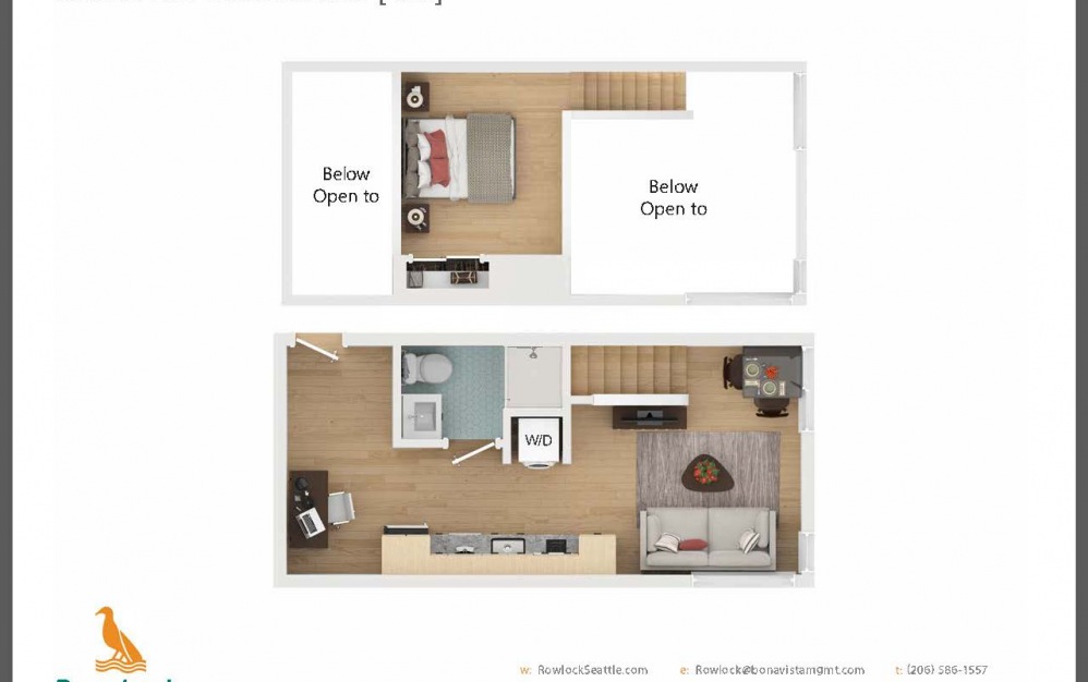 Francis Loft One Bedroom [408] - 1 bedroom floorplan layout with 1 bath and 352 square feet.