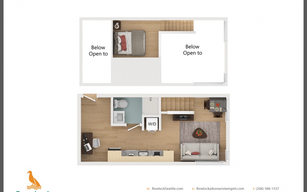 Francis Loft One Bedroom [508] - 1 bedroom floorplan layout with 1 bath and 352 square feet.